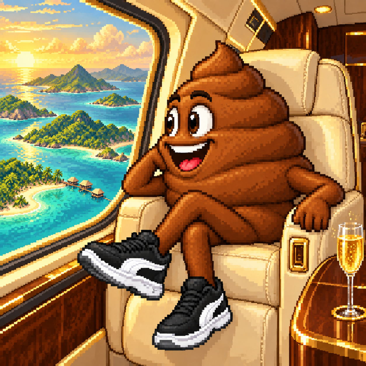 PUMAPOOP relaxing in a private jet above tropical islands